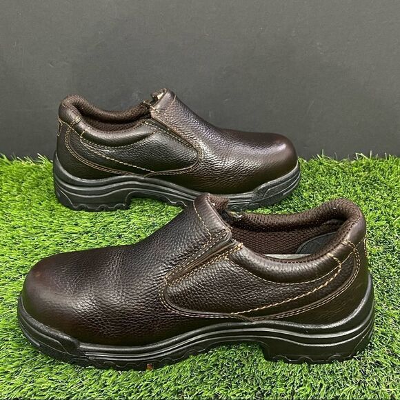 Near new! Timberland Pro TITAN Dark Brown Leather Loafers. Size 9.5M. main image 7